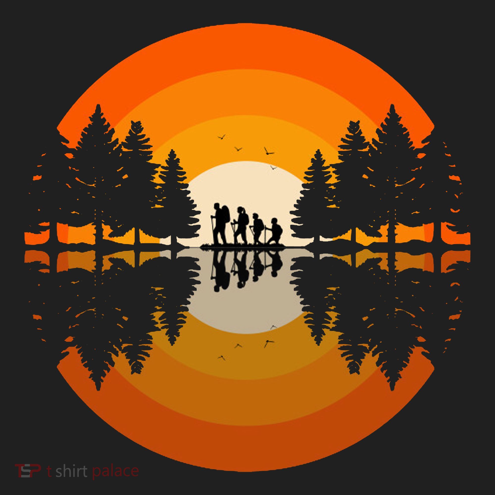 Hiker Sunset Nature Retro Gift Golf Towel