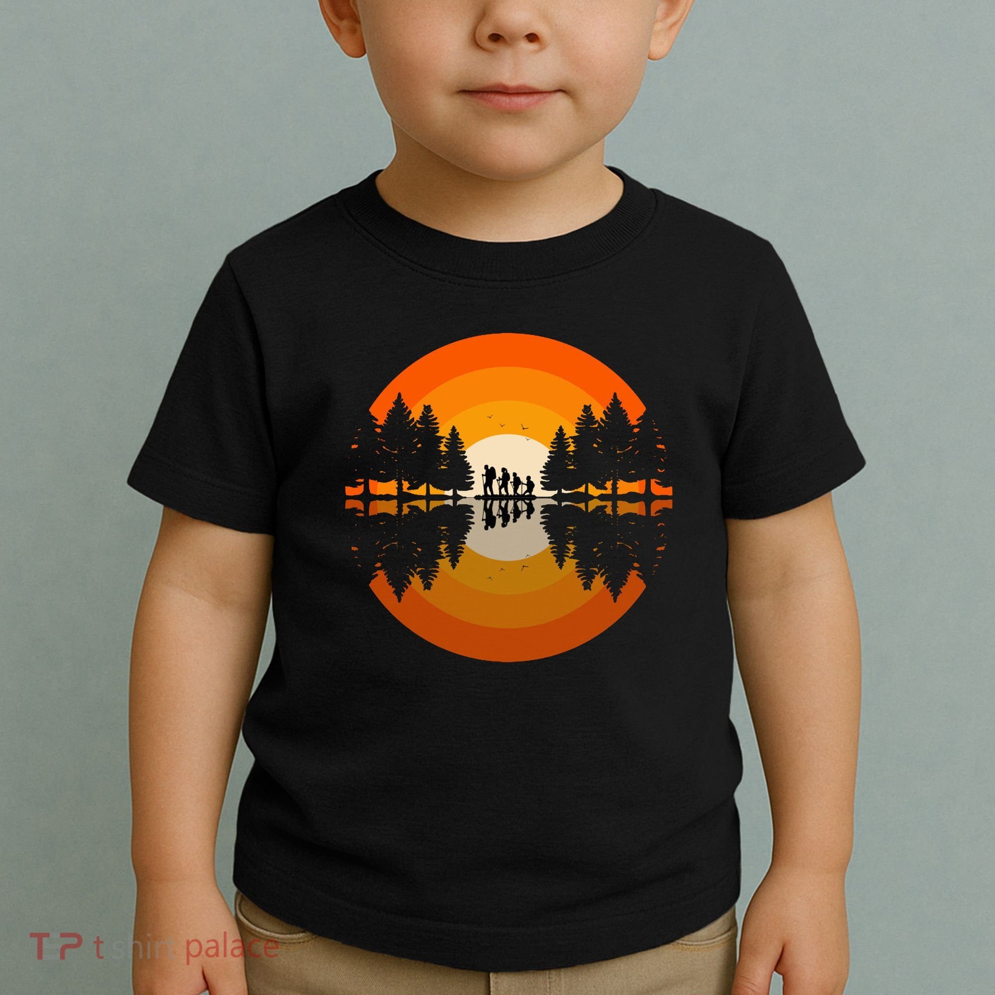 Hiker Sunset Nature Retro Gift Toddler T-Shirt