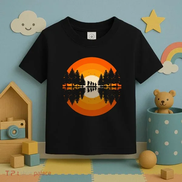 Hiker Sunset Nature Retro Gift Toddler T-Shirt