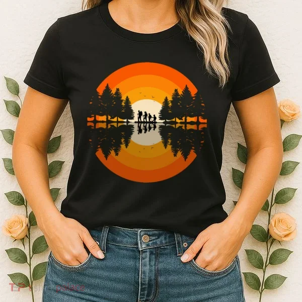 Hiker Sunset Nature Retro Gift Women's T-Shirt