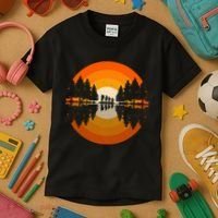 Hiker Sunset Nature Retro Gift Kids T-Shirt thumb 3