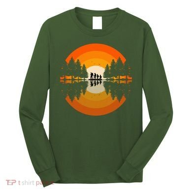 Hiker Sunset Nature Retro Gift Long Sleeve Shirt