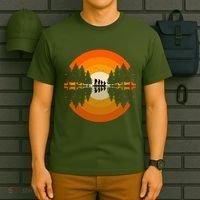 Hiker Sunset Nature Retro Gift T-Shirt thumb 6