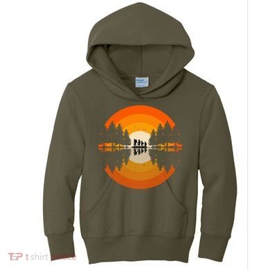 Hiker Sunset Nature Retro Gift Kids Hoodie