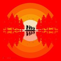Hiker Sunset Nature Retro Gift Santa Hat thumb 1