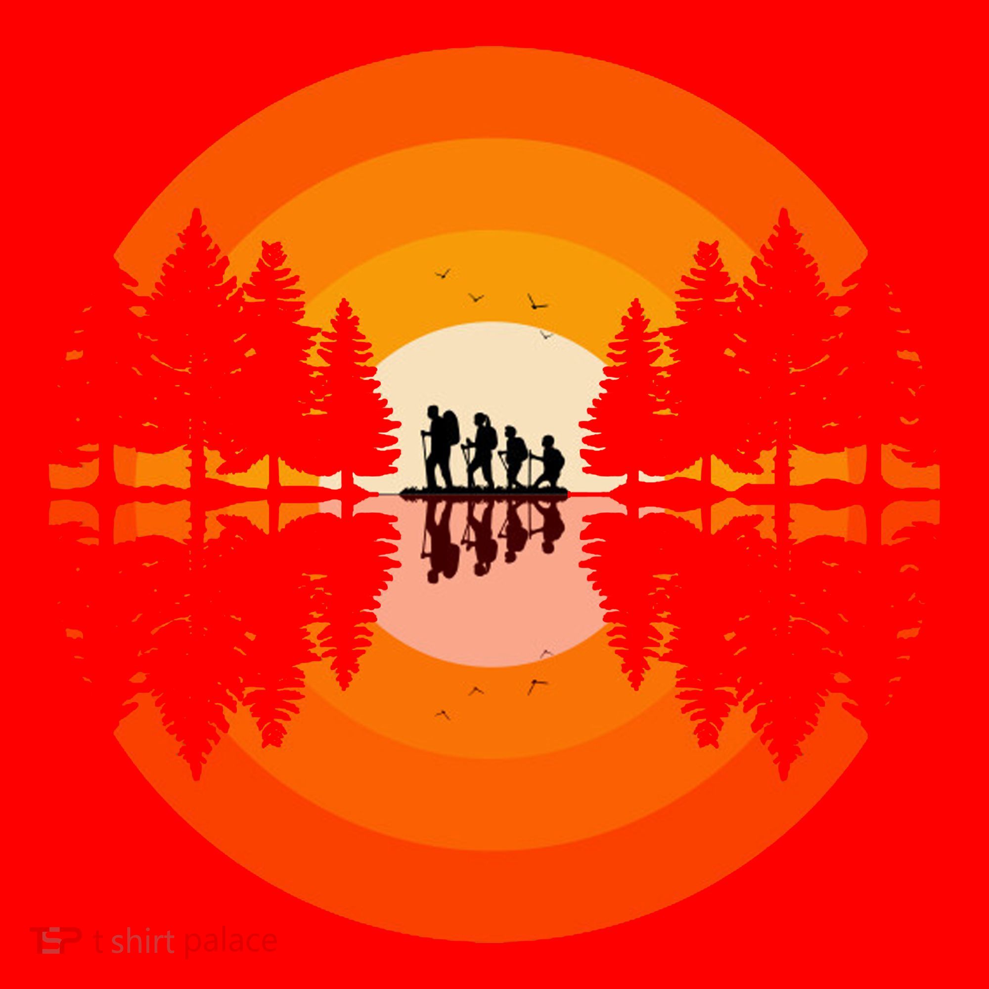 Hiker Sunset Nature Retro Gift Santa Hat