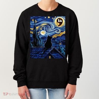 Halloween Starry Night Black Cat Comma La Kamala Harris Women's Sweatshirt
