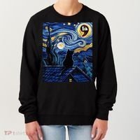 Halloween Starry Night Black Cat Comma La Kamala Harris Women's Sweatshirt thumb 0