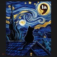 Halloween Starry Night Black Cat Comma La Kamala Harris Long Sleeve Shirt thumb 2