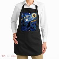 Halloween Starry Night Black Cat Comma La Kamala Harris Apron thumb 2