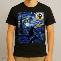 Halloween Starry Night Black Cat Comma La Kamala Harris T-Shirt thumb 3