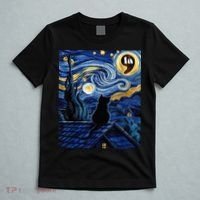 Halloween Starry Night Black Cat Comma La Kamala Harris T-Shirt thumb 5