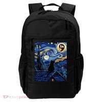 Halloween Starry Night Black Cat Comma La Kamala Harris Backpack thumb 0