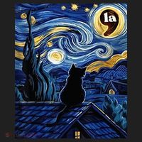 Halloween Starry Night Black Cat Comma La Kamala Harris Beanie thumb 2