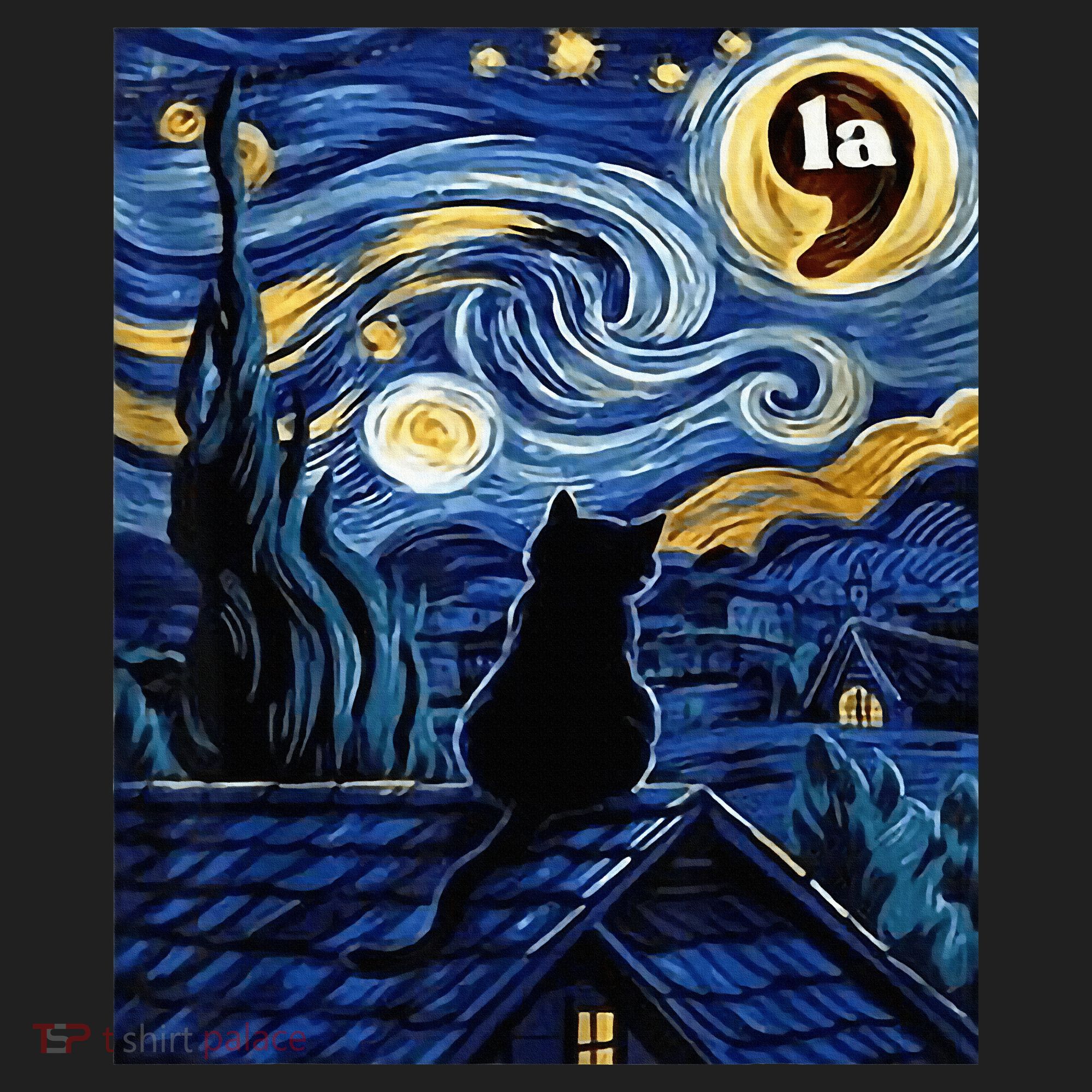 Halloween Starry Night Black Cat Comma La Kamala Harris Beanie