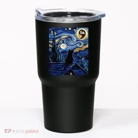 Halloween Starry Night Black Cat Comma La Kamala Harris Tumbler thumb 0