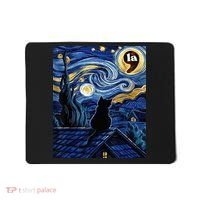 Halloween Starry Night Black Cat Comma La Kamala Harris Mousepad thumb 0