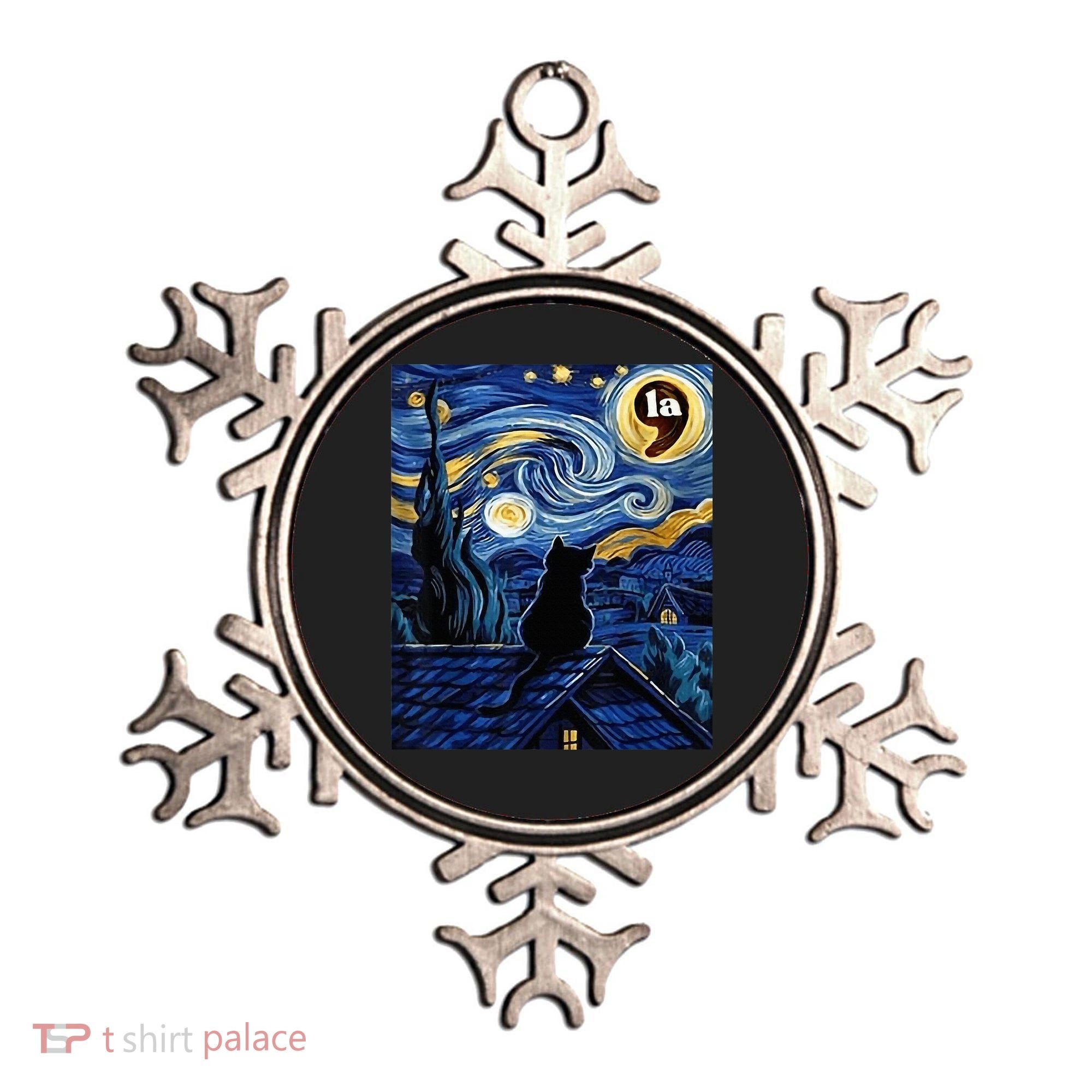 Halloween Starry Night Black Cat Comma La Kamala Harris Ornament