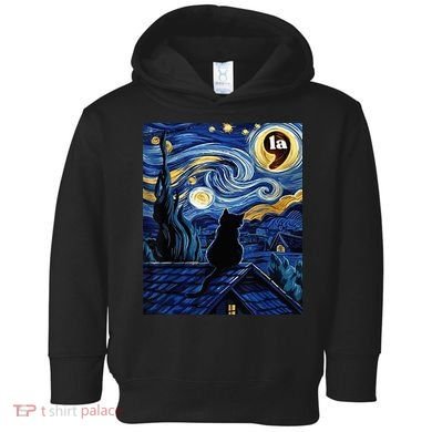 Halloween Starry Night Black Cat Comma La Kamala Harris Toddler Hoodie