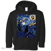 Halloween Starry Night Black Cat Comma La Kamala Harris Toddler Hoodie thumb 0
