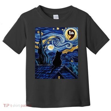 Halloween Starry Night Black Cat Comma La Kamala Harris Toddler T-Shirt