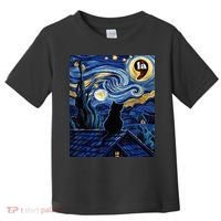 Halloween Starry Night Black Cat Comma La Kamala Harris Toddler T-Shirt thumb 0