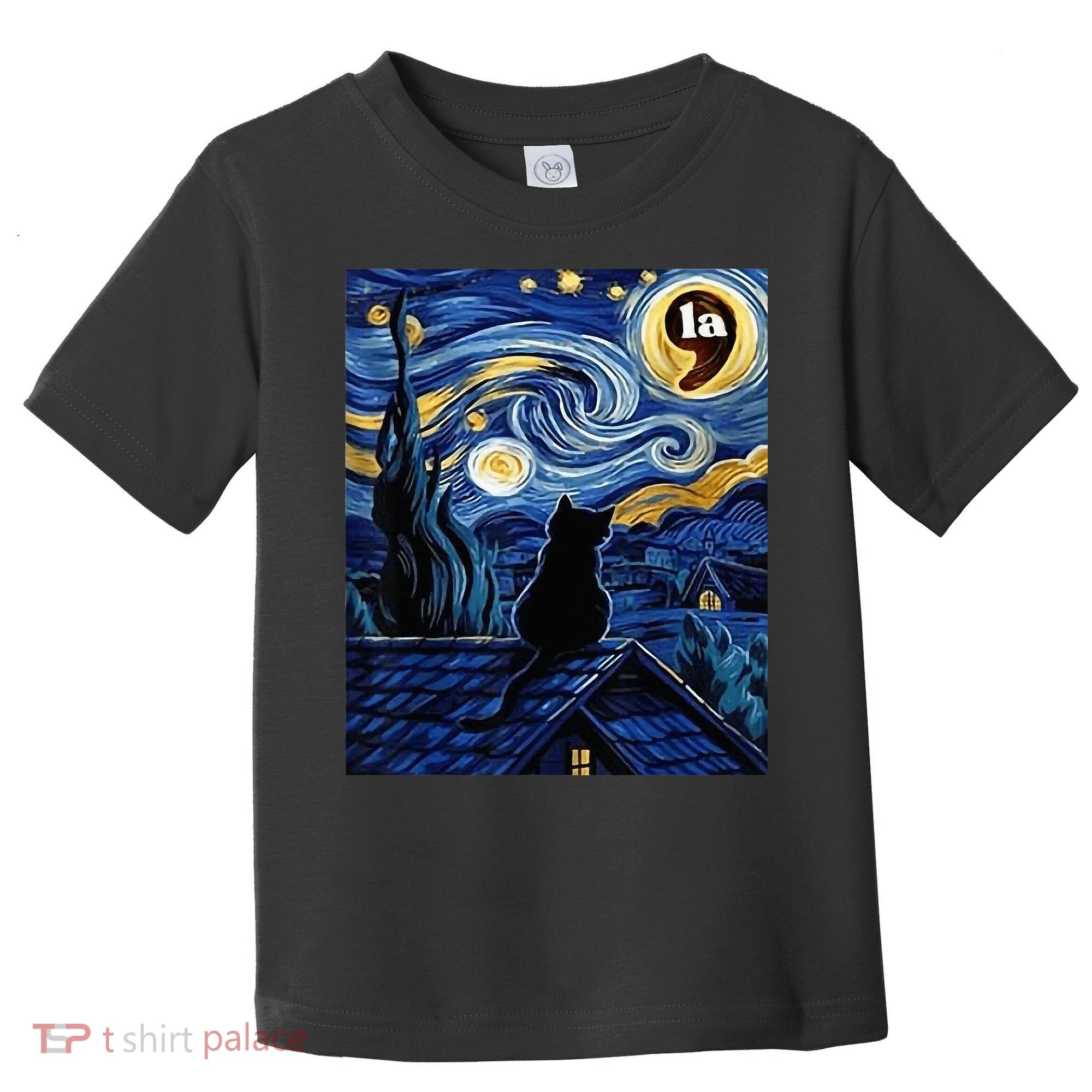Halloween Starry Night Black Cat Comma La Kamala Harris Toddler T-Shirt