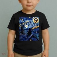 Halloween Starry Night Black Cat Comma La Kamala Harris Toddler T-Shirt thumb 2