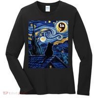 Halloween Starry Night Black Cat Comma La Kamala Harris Women's Long Sleeve Shirt thumb 0