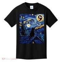 Halloween Starry Night Black Cat Comma La Kamala Harris Kids T-Shirt thumb 0