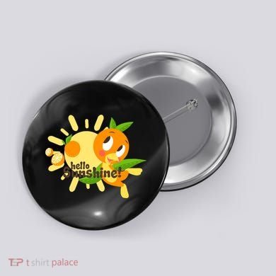 Hello Sunshine! Orange Bird (White Background) Button
