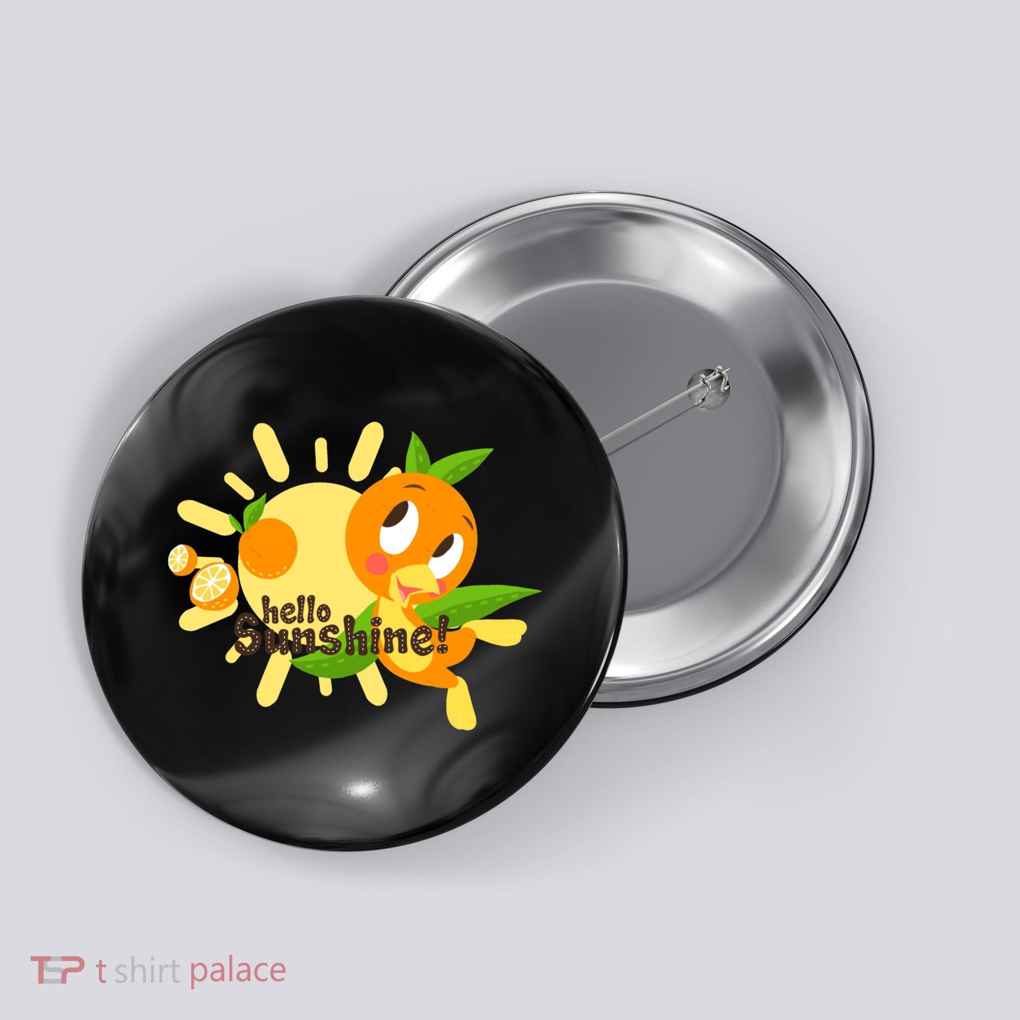 Hello Sunshine! Orange Bird (White Background) Button