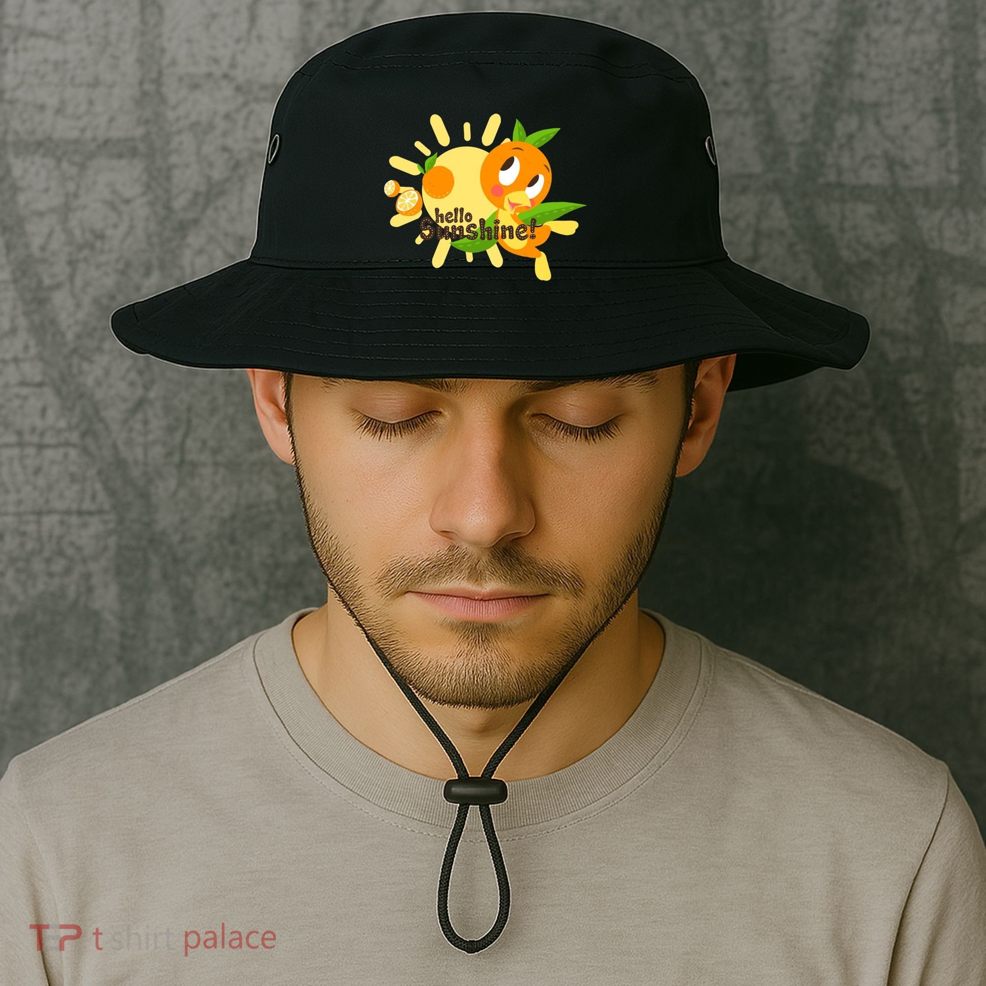 Hello Sunshine! Orange Bird (White Background) Bucket Hat