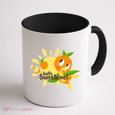 Hello Sunshine! Orange Bird (White Background) Coffee Mug back