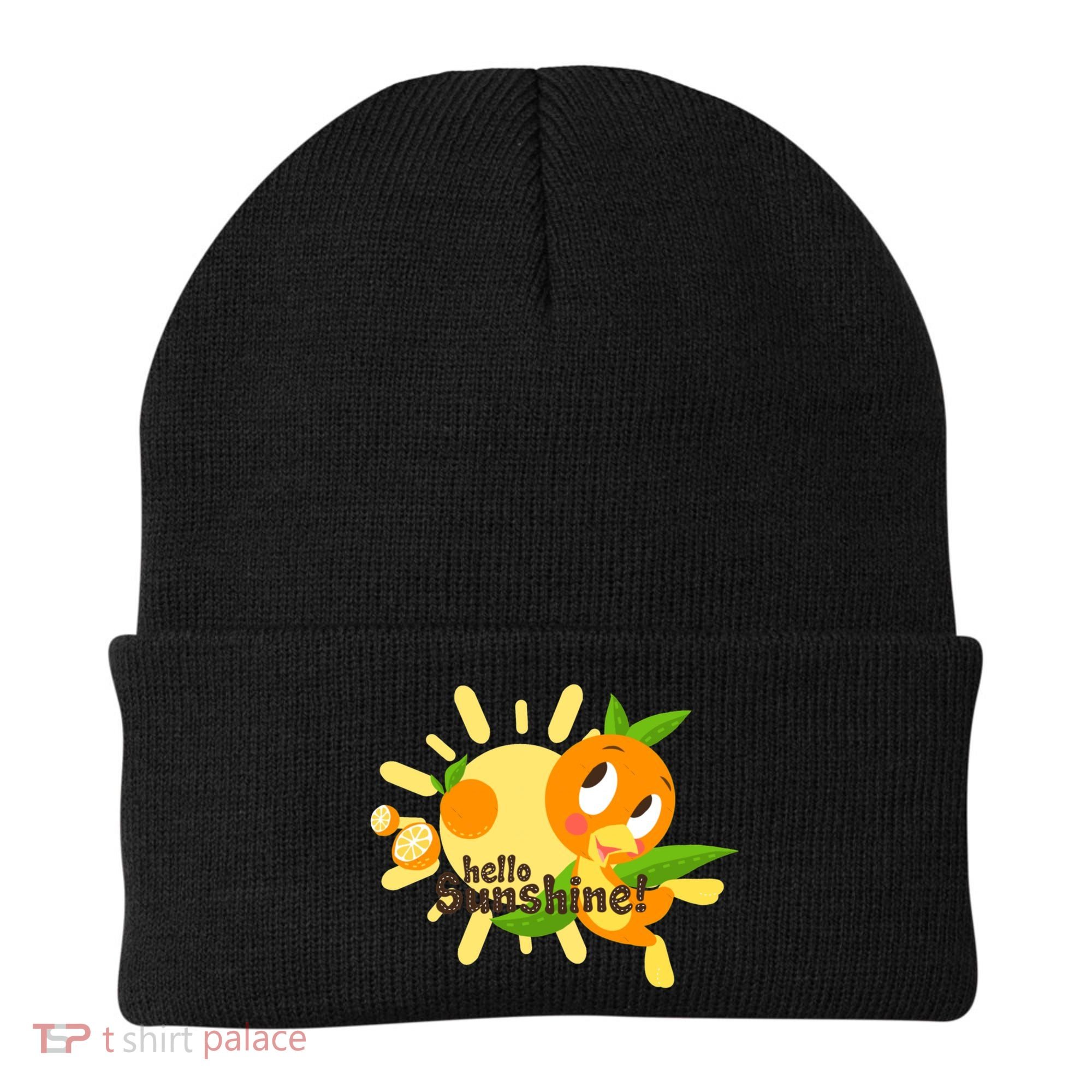 Hello Sunshine! Orange Bird (White Background) Beanie