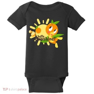 Hello Sunshine! Orange Bird (White Background) Baby Bodysuit
