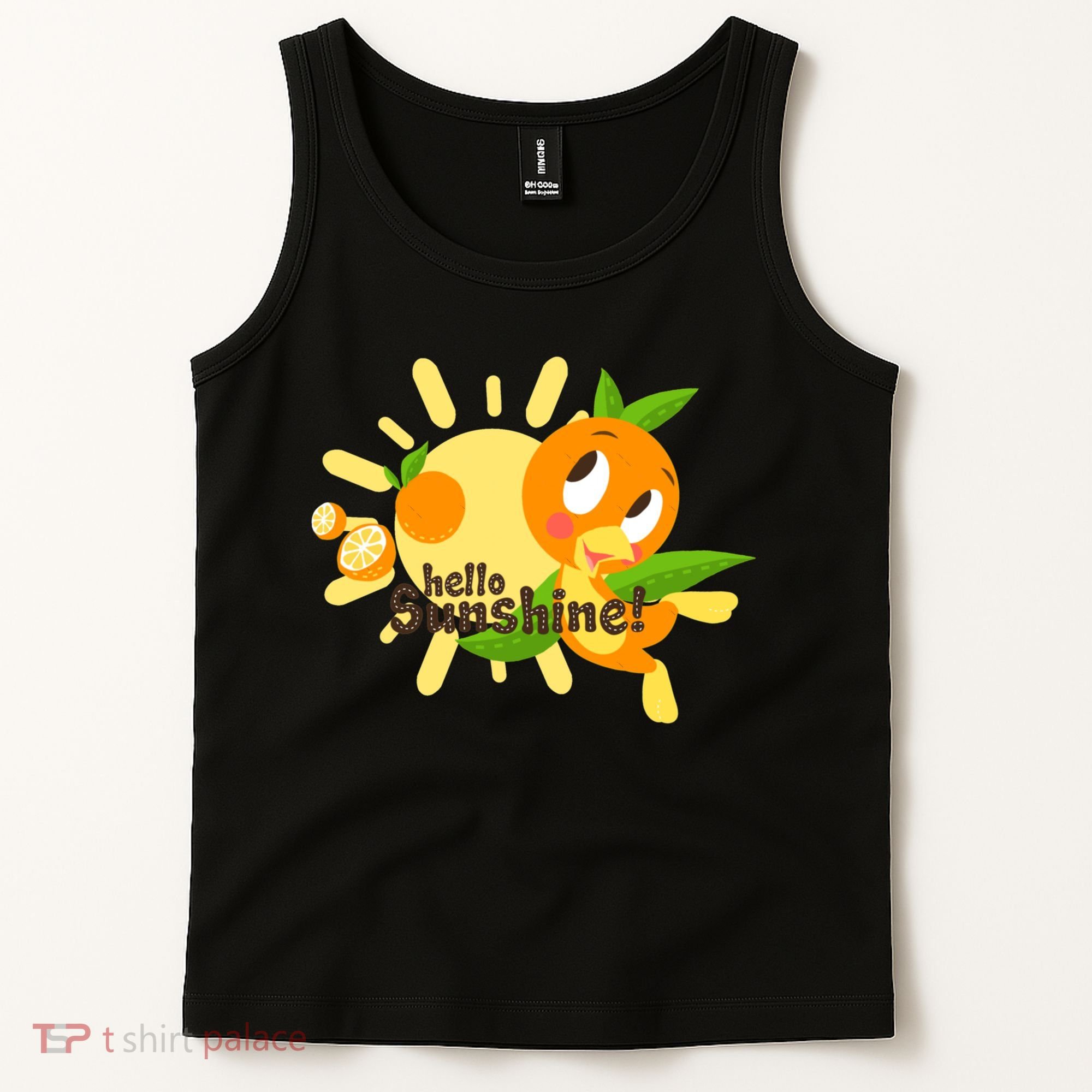 Hello Sunshine! Orange Bird (White Background) Tank Top