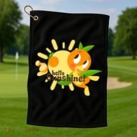 Hello Sunshine! Orange Bird (White Background) Golf Towel thumb 1