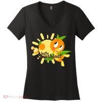 Hello Sunshine! Orange Bird (White Background) Women's V-Neck T-Shirt thumb 0