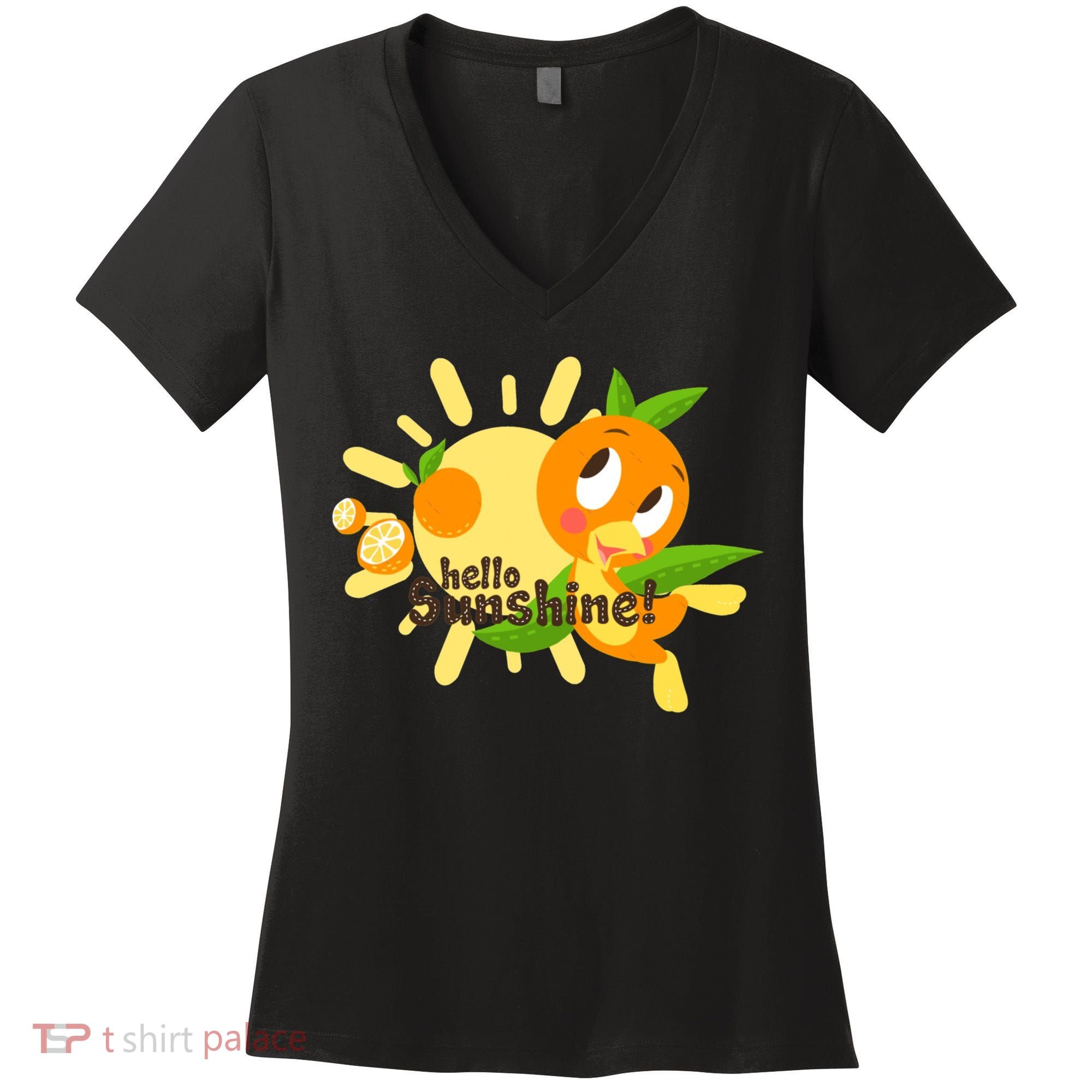 Hello Sunshine! Orange Bird (White Background) Women's V-Neck T-Shirt