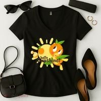 Hello Sunshine! Orange Bird (White Background) Women's V-Neck T-Shirt thumb 2