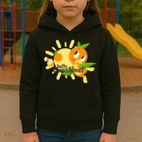 Hello Sunshine! Orange Bird (White Background) Kids Hoodie thumb 3