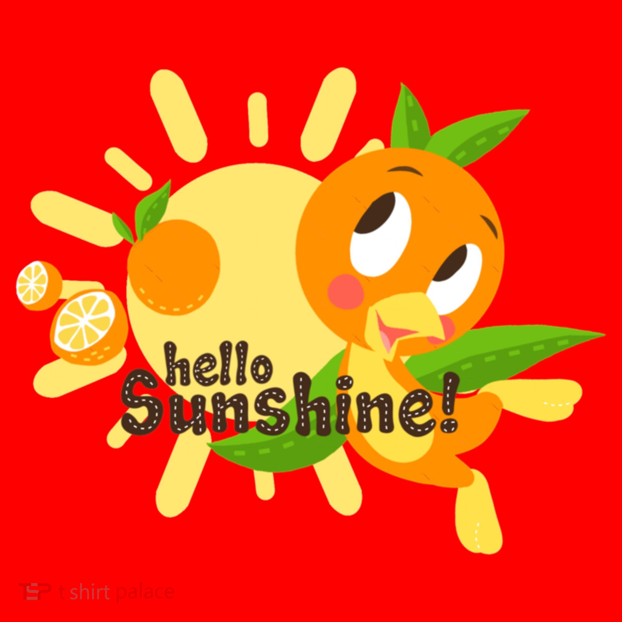 Hello Sunshine! Orange Bird (White Background) Santa Hat