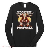 Hook'em State Of Texas Football With Hair And Horns Long Sleeve Shirt thumb 0