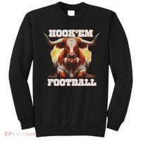 Hook'em State Of Texas Football With Hair And Horns Sweatshirt thumb 0