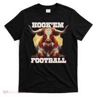 Hook'em State Of Texas Football With Hair And Horns T-Shirt thumb 0