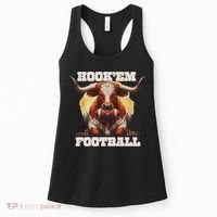 Hook'em State Of Texas Football With Hair And Horns Women's Tank Top thumb 0