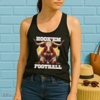 Hook'em State Of Texas Football With Hair And Horns Women's Tank Top thumb 2