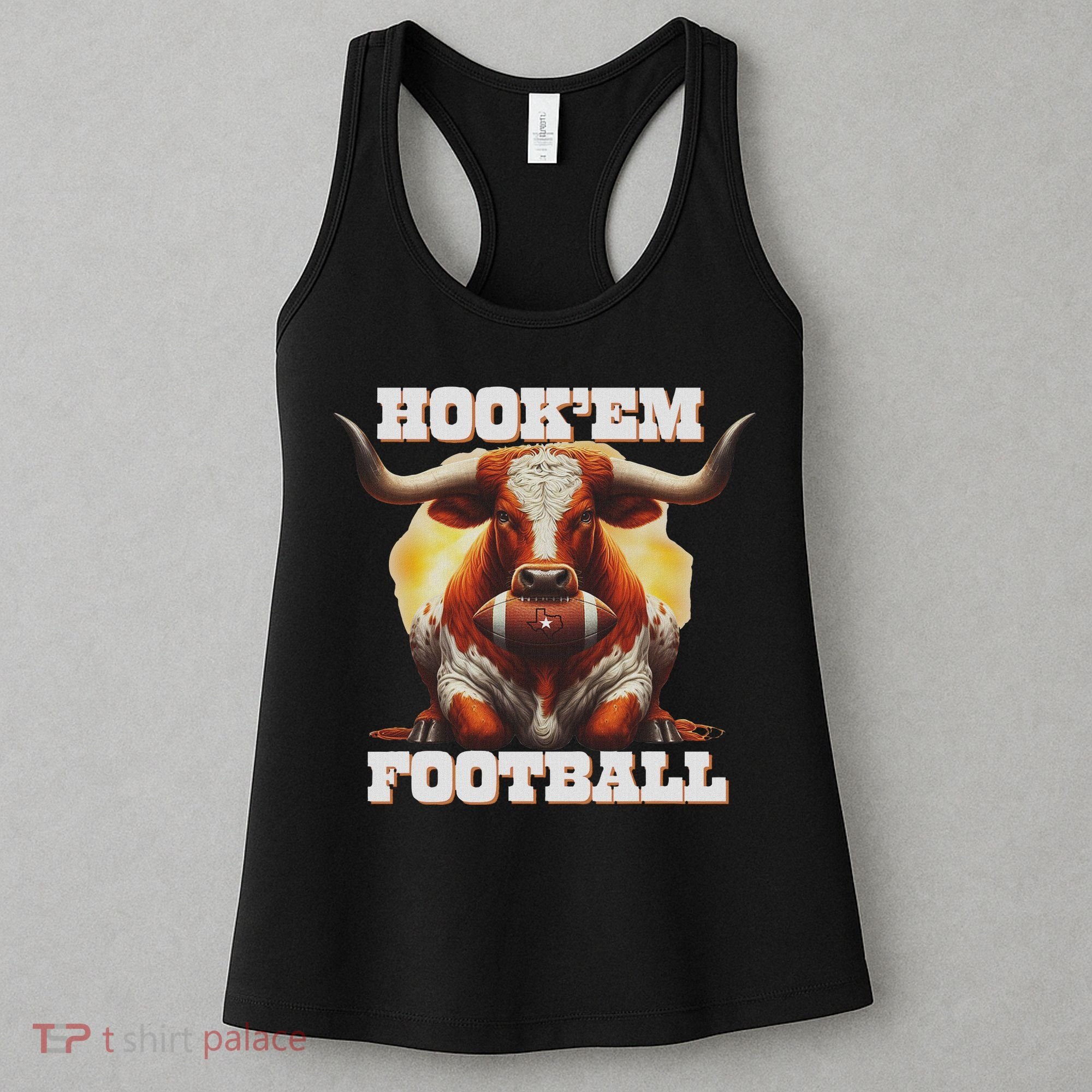 Hook'em State Of Texas Football With Hair And Horns Women's Tank Top