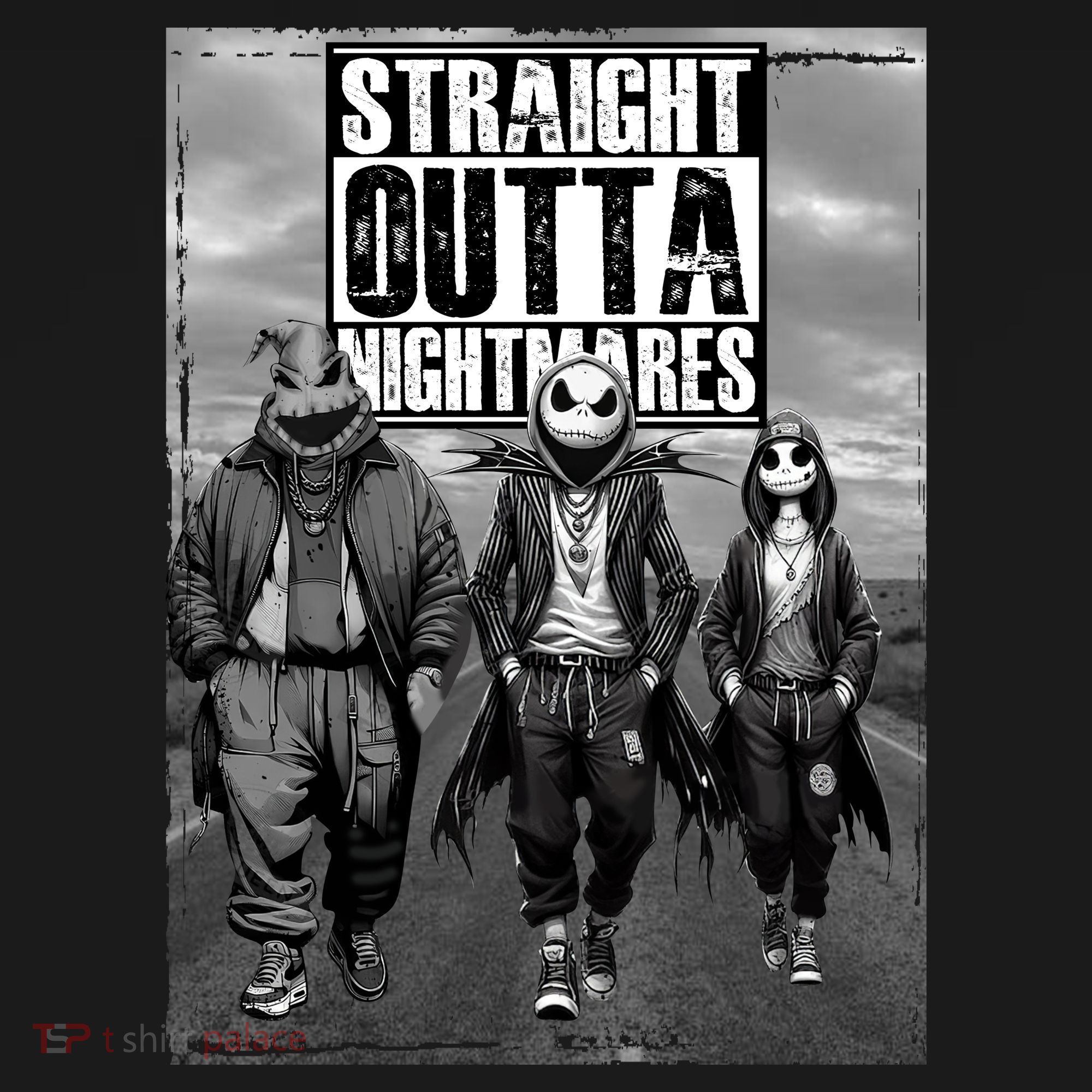Halloween Straight Outta Nightmare Jack And Sally Oogie Boogie T-Shirt